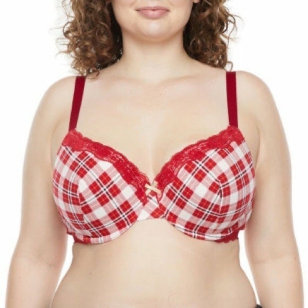 New Red Plaid Ambrielle Christmas 🎄 Bra organic cotton underwire